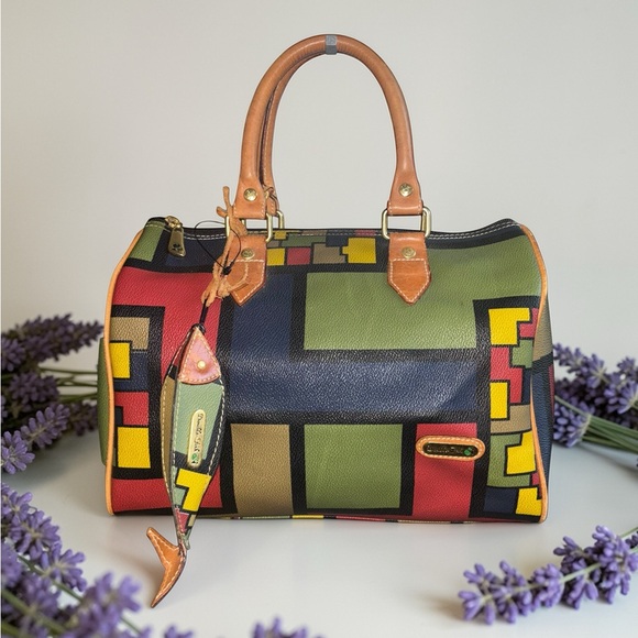 Vintage Double Fish Boston Bag (Geometric Pattern) - Picture 2 of 11